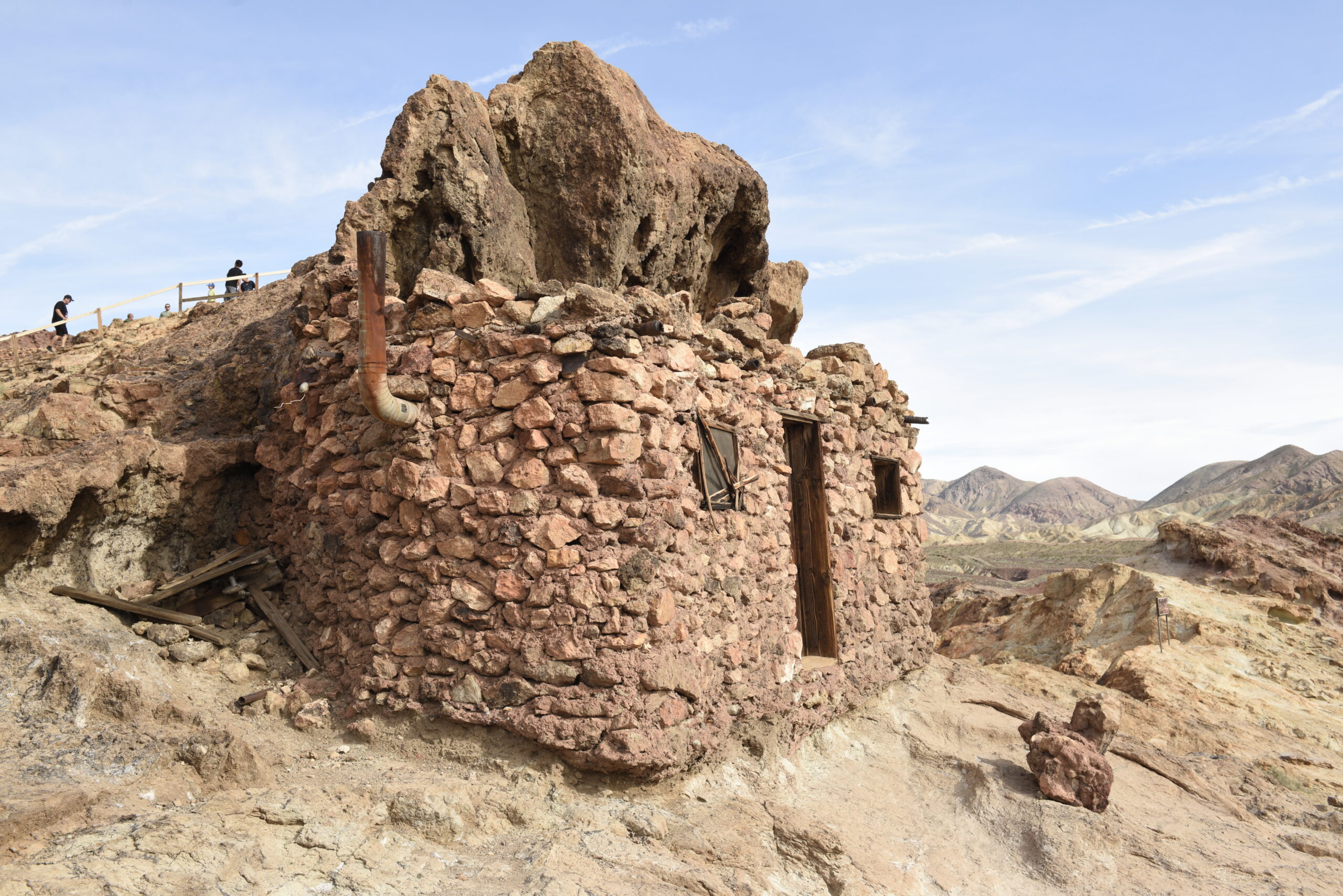 Abandoned house built into the rock of the Calico Mountains