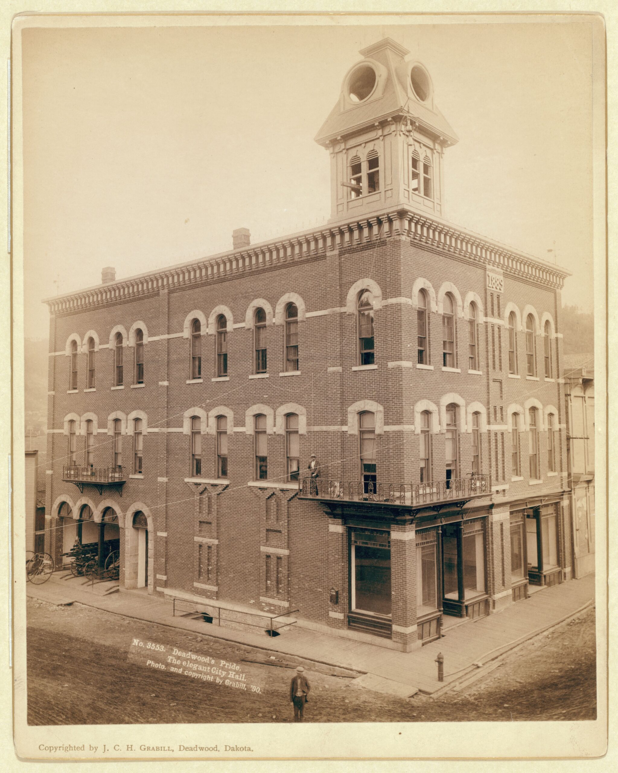 Deadwood City Hall — historic photograph by John Grabill showing the frontier city's civic infrastructure