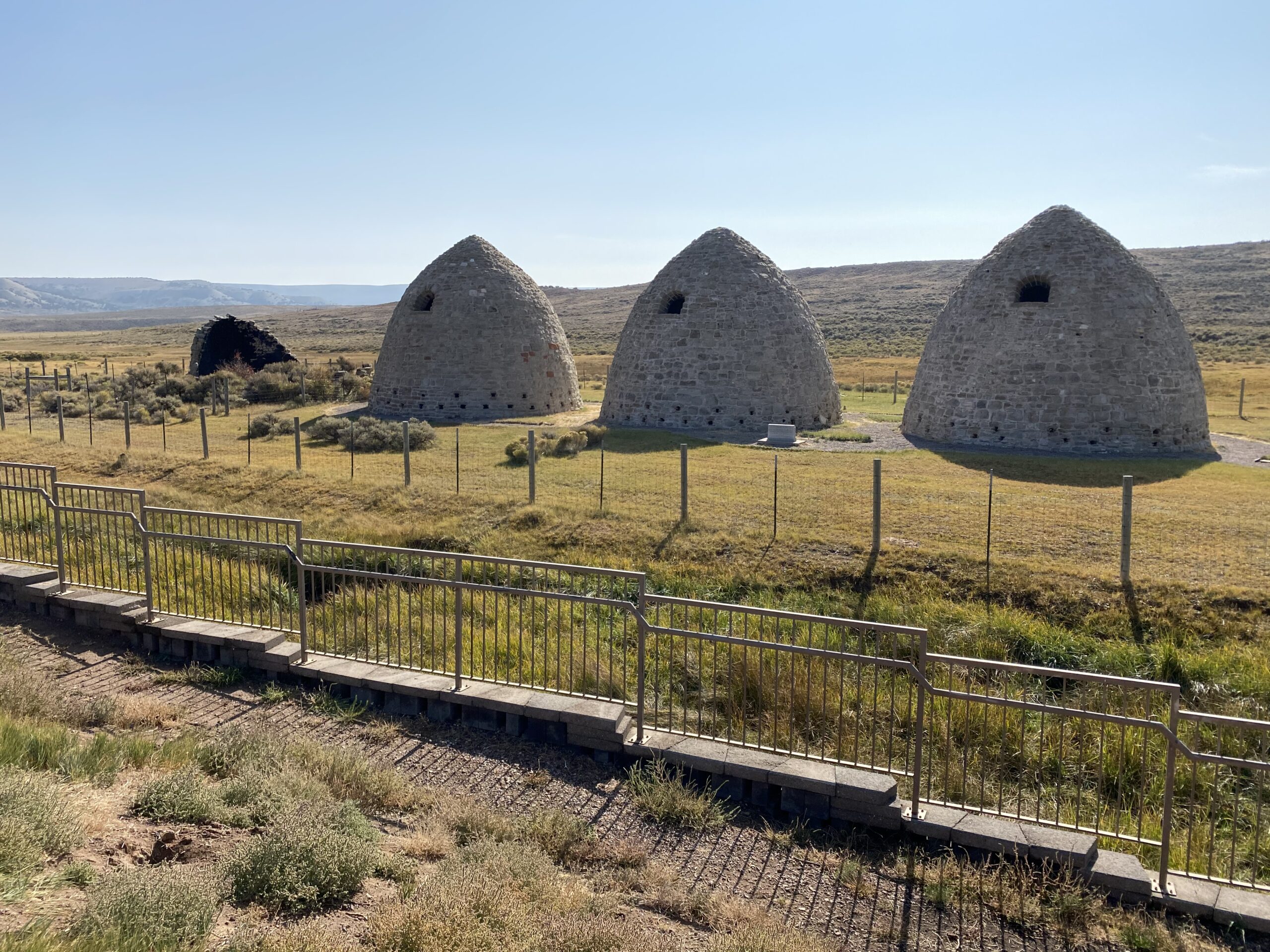Piedmont charcoal kilns Wyoming — three surviving limestone beehive kilns at the ghost town historic site