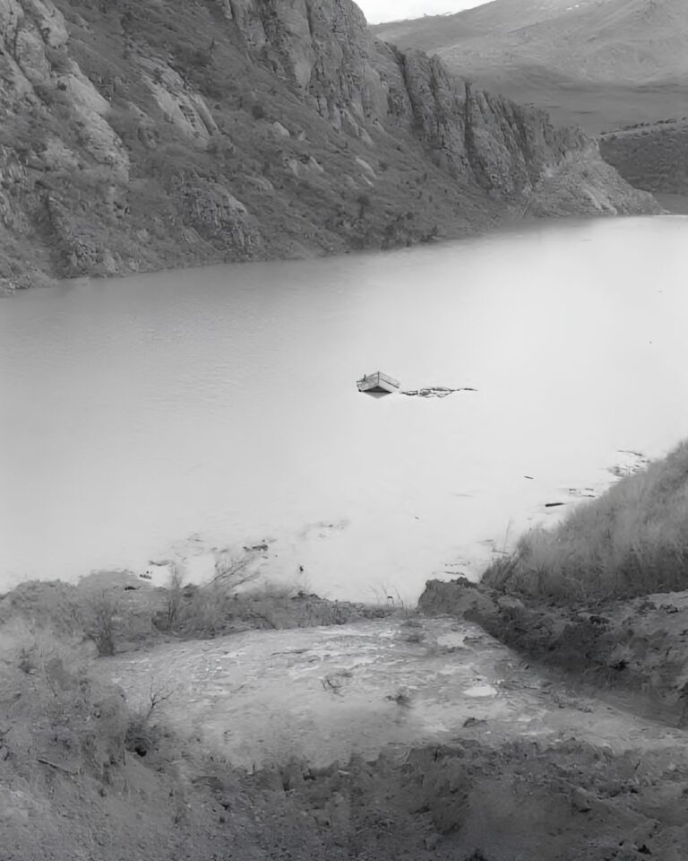 Flooded remains of Thistle, Utah ghost town submerged after the 1983 Spanish Fork Canyon landslide