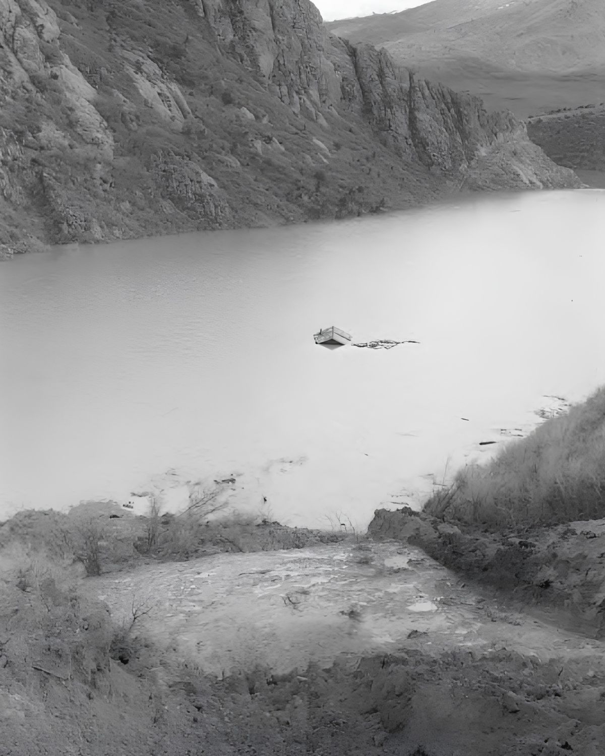 Flooded remains of Thistle, Utah ghost town submerged after the 1983 Spanish Fork Canyon landslide