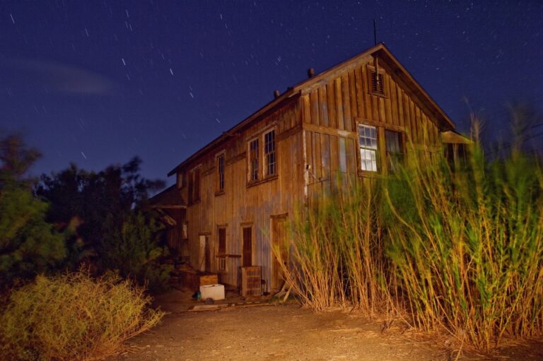 The abandoned Carson & Colorado Railroad depot at Keeler, California