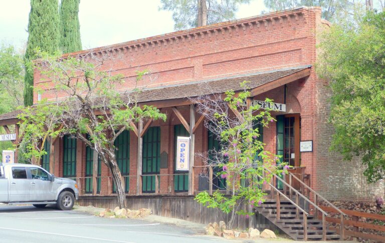 Restored 1861 red-brick Shasta County Courthouse Museum at Shasta State Historic Park, California