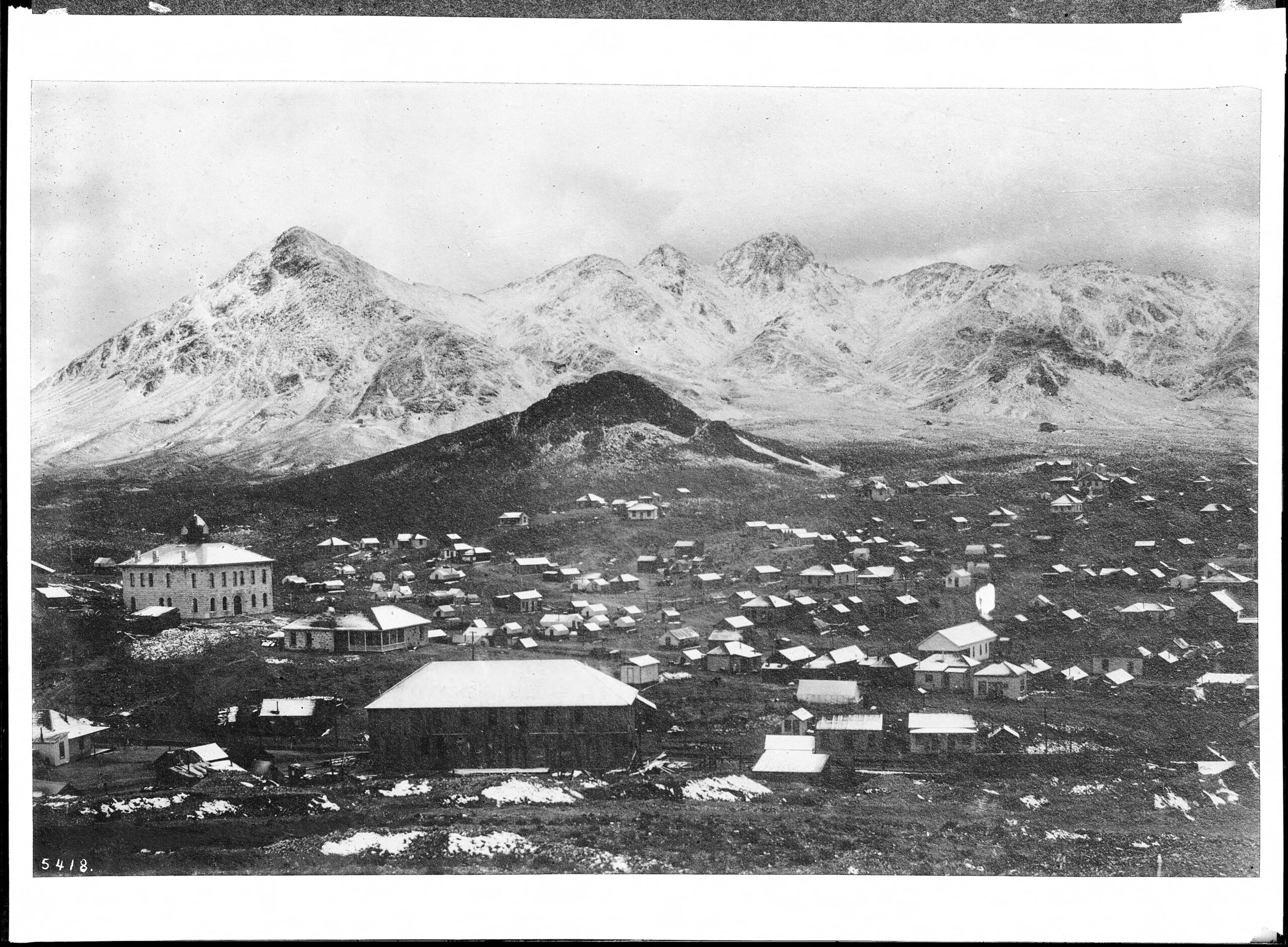 Panoramic view of the Tonopah mining district and Mount Butler, circa 1904